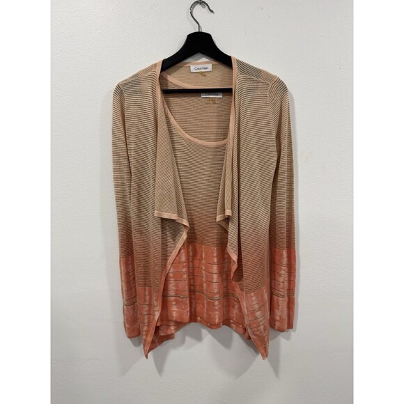 Calvin Klein Cardigan And Top Set Colorful Pink Lightweight Front Layering - Picture 3 of 6